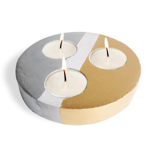 3'lü Yuvarlak Beton T-Lightlık Altın Varaklı