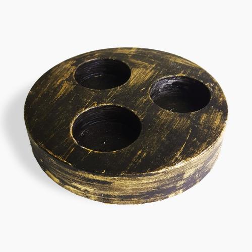 3'lü Yuvarlak Beton T-Lightlık Siyah & Altın Varaklı - Halkkitabevi