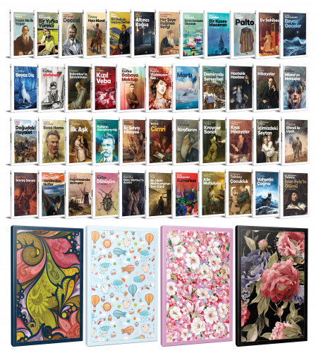 45 Dünya Klasiği ve  4 Adet 64 Sayfa Çiçekli Çizgili Defter Seti -2