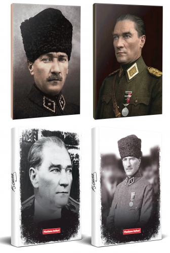 4lü Atatürk 64 Sayfa 13,5x19,5cm Defter ve 176 Sayfa Planlama Defteri 