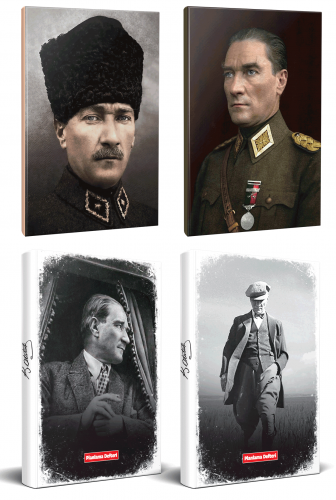 4lü Atatürk 64 Sayfa 13,5x19,5cm Defter ve 176 Sayfa Planlama Defteri 