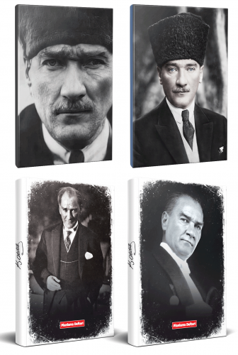 4lü Atatürk 64 Sayfa 13,5x19,5cm Defter ve 176 Sayfa Planlama Defteri Seti -4