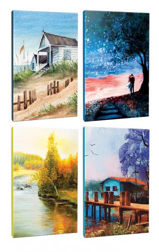 4lü Manzara Temalı 13,5x19,5cm 64 Sayfa Çizgili Okul Defteri Seti -1 -