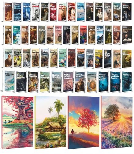 54 Dünya Klasiği ve Manzara Temalı 64 Sayfa Çizgili Defter Seti -1 - H