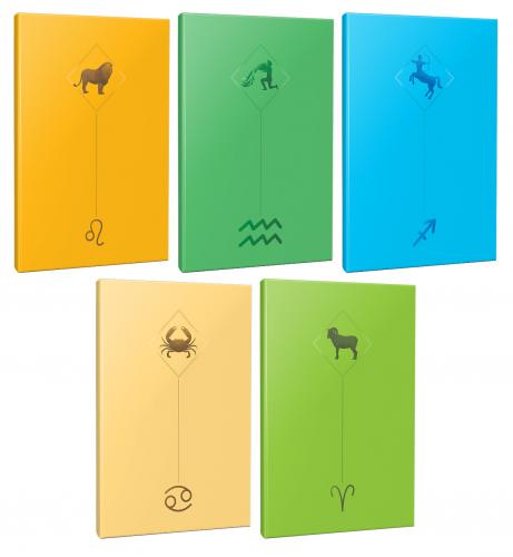 5li Burç-Astroloji Temalı 13,5x19,5cm 64 Sayfa Çizgisiz Defter Seti -2