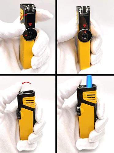 Premium Çakmak - Rüzgara Dayanıklı Üçlü Jet Alevi - Valfli - Halkkitab