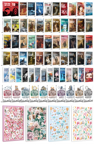 68 Dünya Klasiği ve Çiçekli Çizgili Defter Seti -2 - Halkkitabevi
