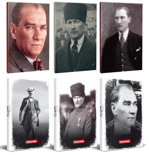 6lı Atatürk 64 Sayfa 13,5x19,5cm Defter ve 176 Sayfa Planlama Defteri 