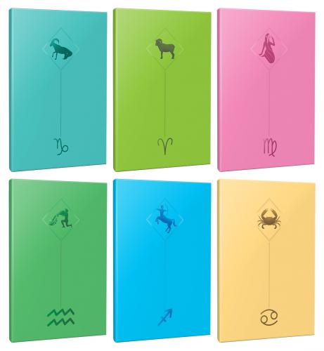 6lı Burç-Astroloji Temalı 13,5x19,5cm 64 Sayfa Çizgisiz Defter Seti -1