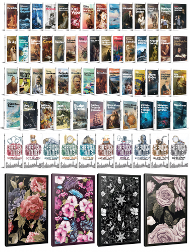 74 Dünya Klasiği ve Çiçekli Çizgili Defter Seti -1 - Halkkitabevi