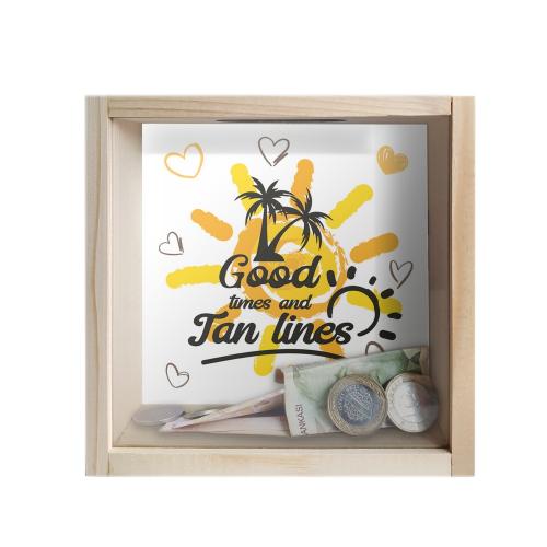 Camlı Ahşap Kumbara Yaz Tatili Ham Ahşap - Halkkitabevi