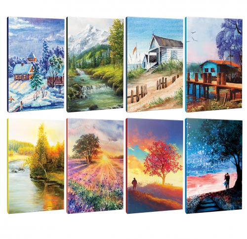 8li Manzara Temalı 13,5x19,5cm 64 Sayfa Çizgili Okul Defteri Seti -1 -