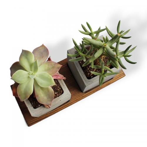 Ahşap Ayaklı İkili Kare Beton Saksı - Halkkitabevi