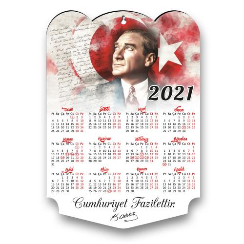 Ahşap Duvar Takvimi Renkli Atatürk Baskılı