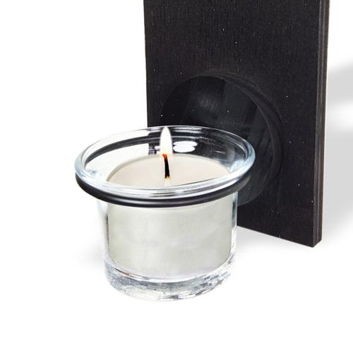 Ahşap Ev Desenli Tekli T-Light Cam Mumluk "Siyah" - Halkkitabevi