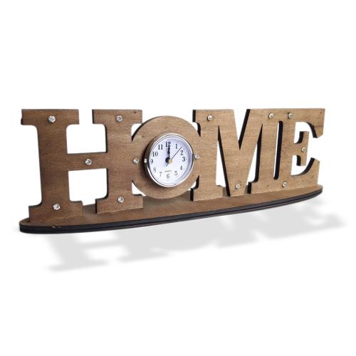 Ahşap Home Yazılı Saatli Oda Süsü - Halkkitabevi