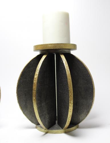 Ahşap Küre Mumluk Siyah Üzerine Altın Varaklı, Büyük - Halkkitabevi