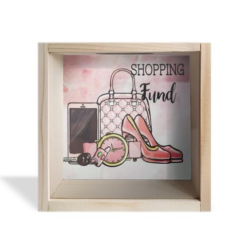 Camlı Ahşap Kumbara Fashion Ham Ahşap