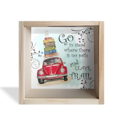 Camlı Ahşap Kumbara Tatil Ham Ahşap - Halkkitabevi