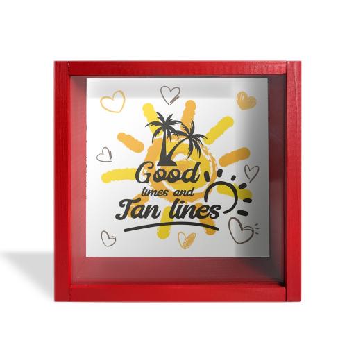 Camlı Ahşap Kumbara Yaz Tatili Kırmızı