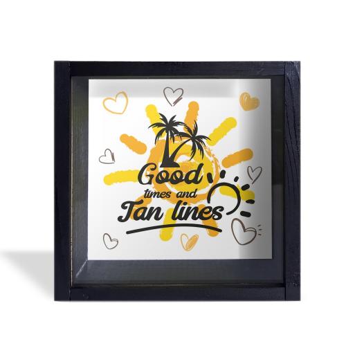 Camlı Ahşap Kumbara Yaz Tatili Siyah