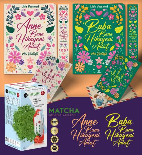 Anne ve Baba Bana Hikayeni Anlat Ayraç Kartpostal - Çilekli Matcha Çayı