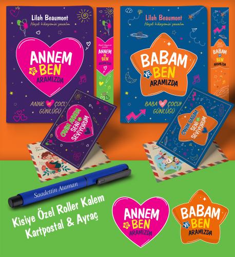Annem - Babam ve Ben Aramızda Ayraç Kartpostal Kişiye Özel Kalem - Lacivert