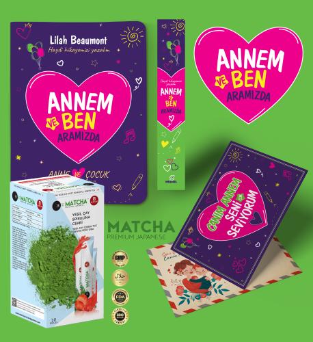 Annem ve Ben Aramızda Ayraç Kartpostal - Çilekli Matcha Çayı