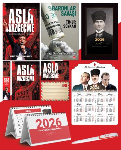 Asla Vazgeçme - Ayraç - Kartpostal - Poster - Baronlar Savaşı -  2026 Ajanda Kalpaklı - Ata Ahşap Duvar Takvimi - Masa Takvimi