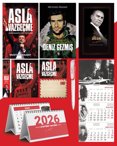 Asla Vazgeçme - Ayraç - Kartpostal - Poster - Deniz Gezmiş -  2026 Ajanda Gazi Paşa - İmza Duvar Takvimi - Masa Takvimi
