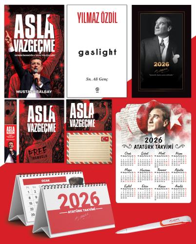 Asla Vazgeçme - Ayraç - Kartpostal - Poster - Gaslight -  2026 Ajanda İstikbal - İstikbal Ahşap Duvar Takvimi - Masa Takvimi