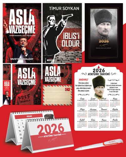 Asla Vazgeçme - Ayraç - Kartpostal - Poster - İblisi Öldür -  2026 Ajanda Komutan - Kalpaklı Ahşap Duvar Takvimi - Masa Takvimi