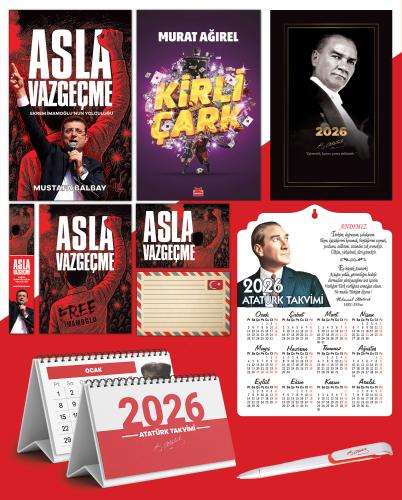 Asla Vazgeçme - Ayraç - Kartpostal - Poster - Kirli Çark -  2026 Ajanda Gazi Paşa - Ayyıldız Ahşap Duvar Takvimi - Masa Takvimi