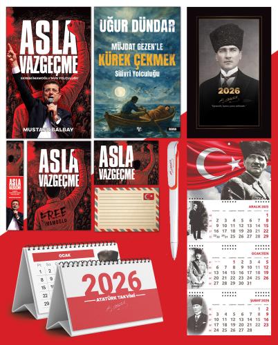 Asla Vazgeçme - Ayraç - Kartpostal - Poster - Müjdat Gezenle Kürek çekmek -  2026 Ajanda Kalpaklı - Ay Yıldız Duvar Takvimi - Masa Takvimi