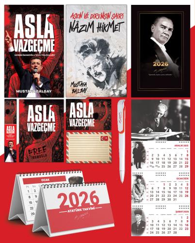 Asla Vazgeçme - Ayraç - Kartpostal - Poster - Nazım Hikmet -  2026 Ajanda Gazi Paşa - İmza Duvar Takvimi - Masa Takvimi