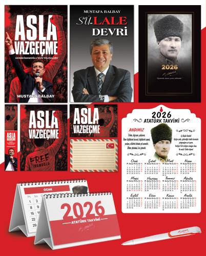 Asla Vazgeçme - Ayraç - Kartpostal - Poster - Sü-Lale Devri -  2026 Ajanda Komutan - Kalpaklı Ahşap Duvar Takvimi - Masa Takvimi