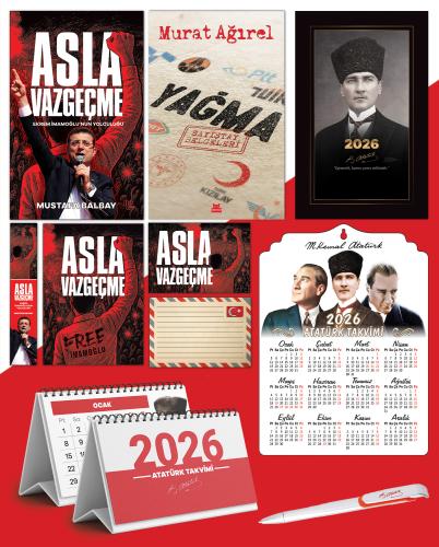 Asla Vazgeçme - Ayraç - Kartpostal - Poster - Yağma - Sayıştay Belgeleri -  2026 Ajanda Kalpaklı - Ata Ahşap Duvar Takvimi - Masa Takvimi