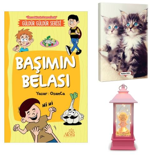 Başımın Belası - Maviş Kediler Planlama Defteri ve Melek Kız Temalı Fener Tipi Işıklı Kar Küresi