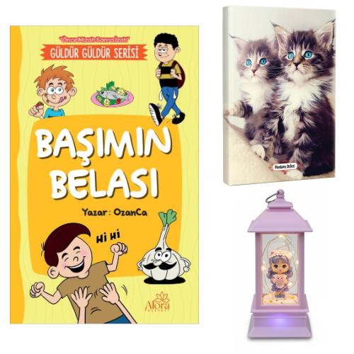 Başımın Belası - Maviş Kediler Planlama Defteri ve Oyuncak Domuzcuklu Kız Fener Tipi Işıklı Kar Küresi