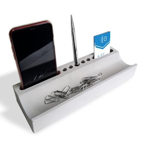 Beton Ofis Seti - Masaüstü Organizer, Küçük Dünya Beton Saksı - Halkki