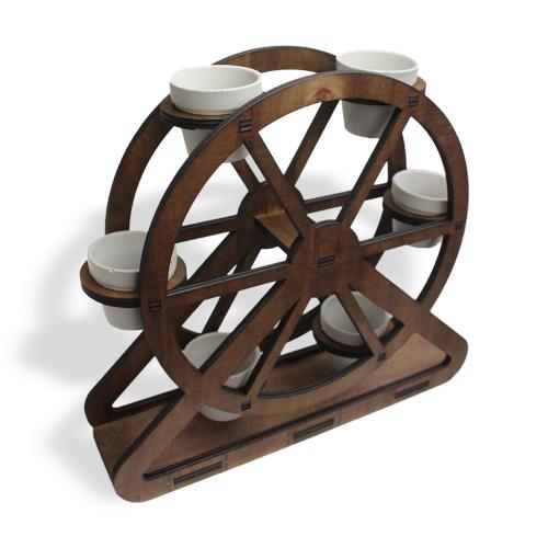 Beton Saksılı Ahşap Dönme Dolap Çiçeklik - Halkkitabevi