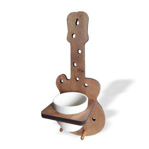 Beton Saksılı Gitar Desenli Ahşap Anahtarlık - Halkkitabevi