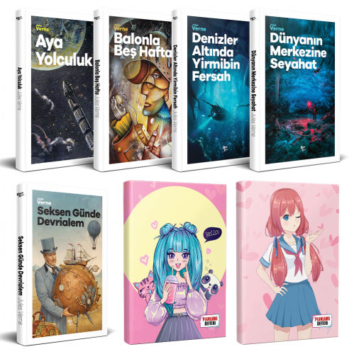 Çocuk Klasikleri Beşli Kitap - Flying Kisses ve Catgirl Defter - Halkk