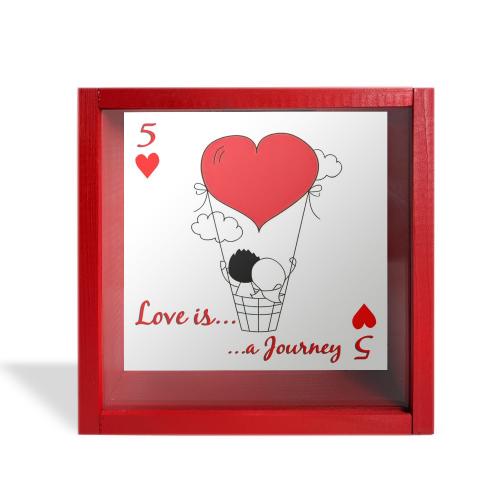 Camlı Ahşap Kumbara Love is A Journey "Kırmızı" - Halkkitabevi