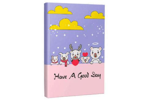 Çizgili Defter Sevimli Hayvanlar Have a Good Day