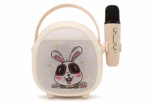 Çocuklara Özel Retro Tasarımlı Bluetooth Karaoke Mikrofon ve Ahşap Tripodlu – Beyaz