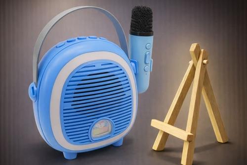 Çocuklara Özel Retro Tasarımlı Bluetooth Karaoke Mikrofon ve Ahşap Tri