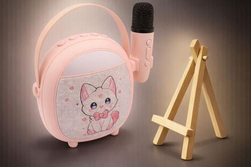 Çocuklara Özel Retro Tasarımlı Bluetooth Karaoke Mikrofon ve Ahşap Tri