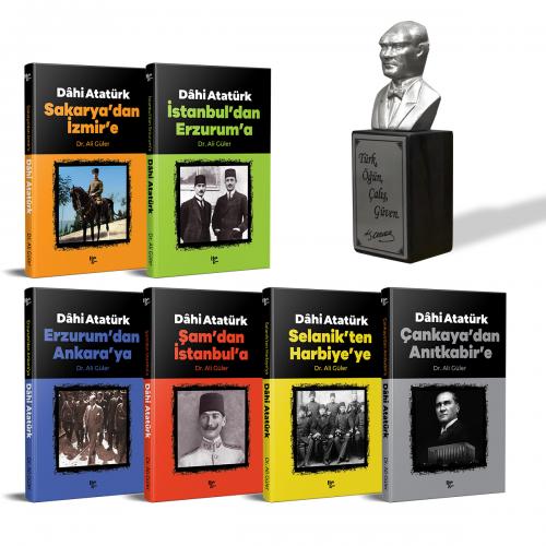 Dahi Atatürk Seti - 6 Kitap ve Atatürk Büstü Gümüş - Halkkitabevi