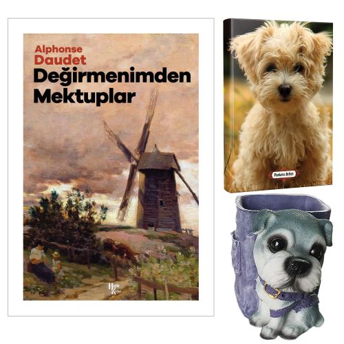 Değirmenimden Mektuplar - Alphonse Daudet ve Dekoratif Köpek Kalemlik - Neşeli Yüz Planlama Defteri